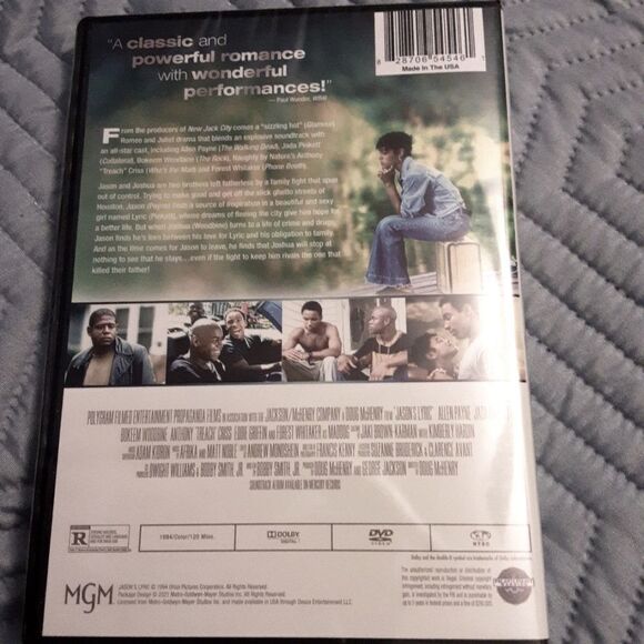 3/$15  "Jason's Lyric"‎ DVD Factory Sealed Jada Pinkett Forest Whitaker - Picture 2 of 4